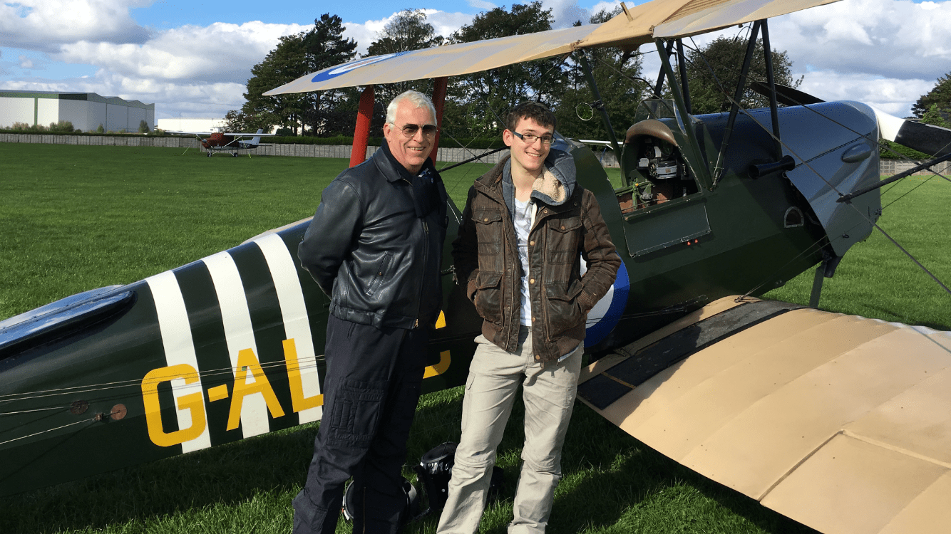 tiger moth, tiger moth flight experience, flight experience, father's day gift, anniversary gift, hot air balloon flight, RAFBF, RAF Benevolent Fund